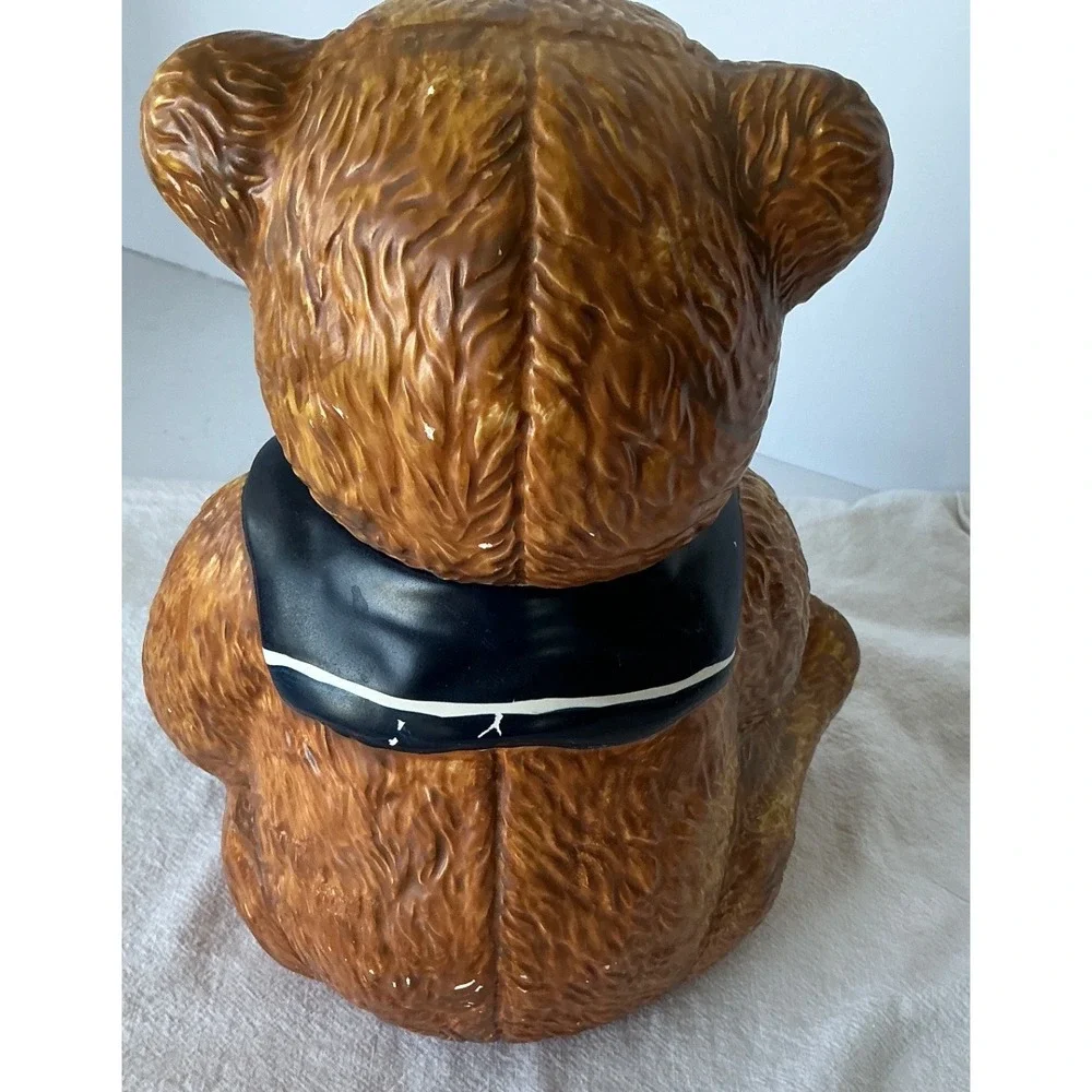 T-H-T Vintage 1994 Teddy Bear Cookie Jar Sailor Collar Ceramic‎ Brown Large 11in